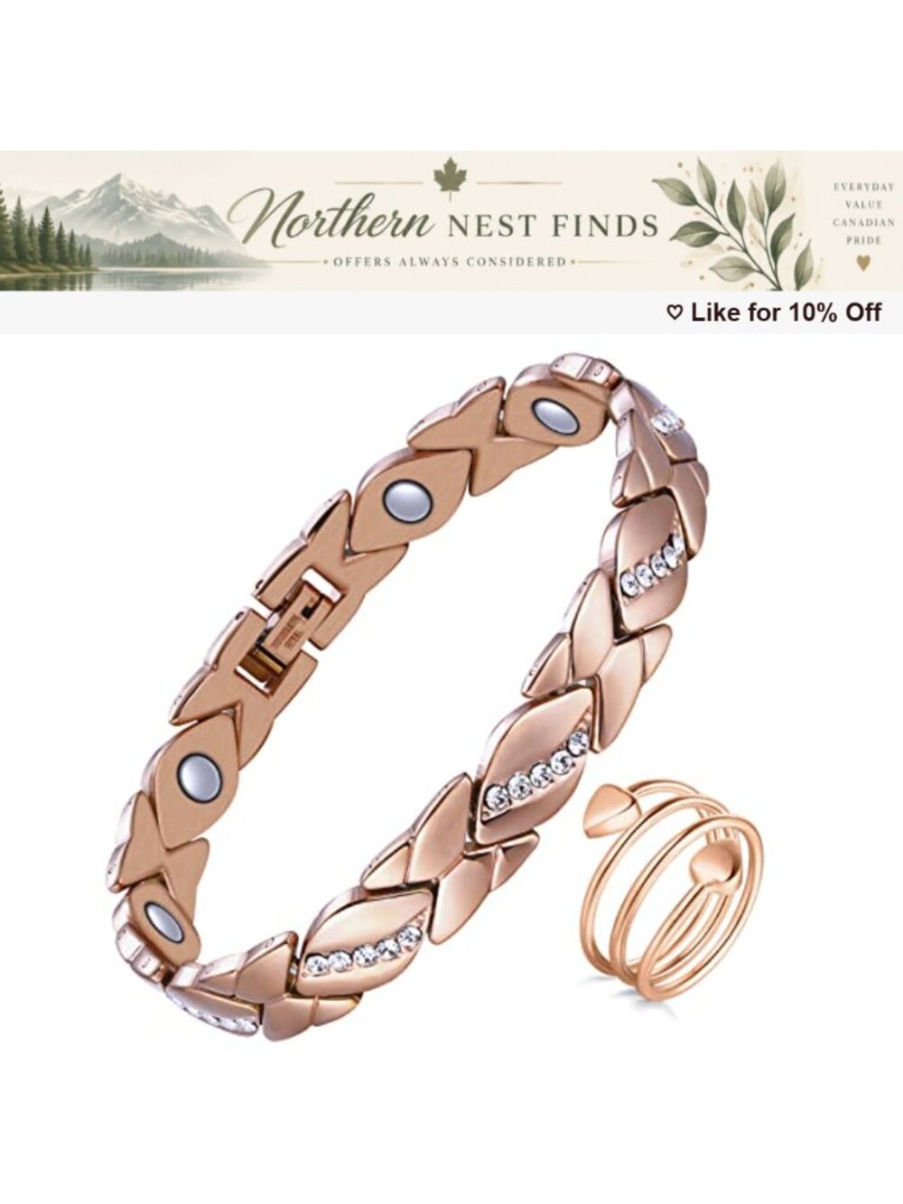 Pure Copper Magnetic Bracelet Crystal Gemstone Chain Adjustable Women Jewelry
